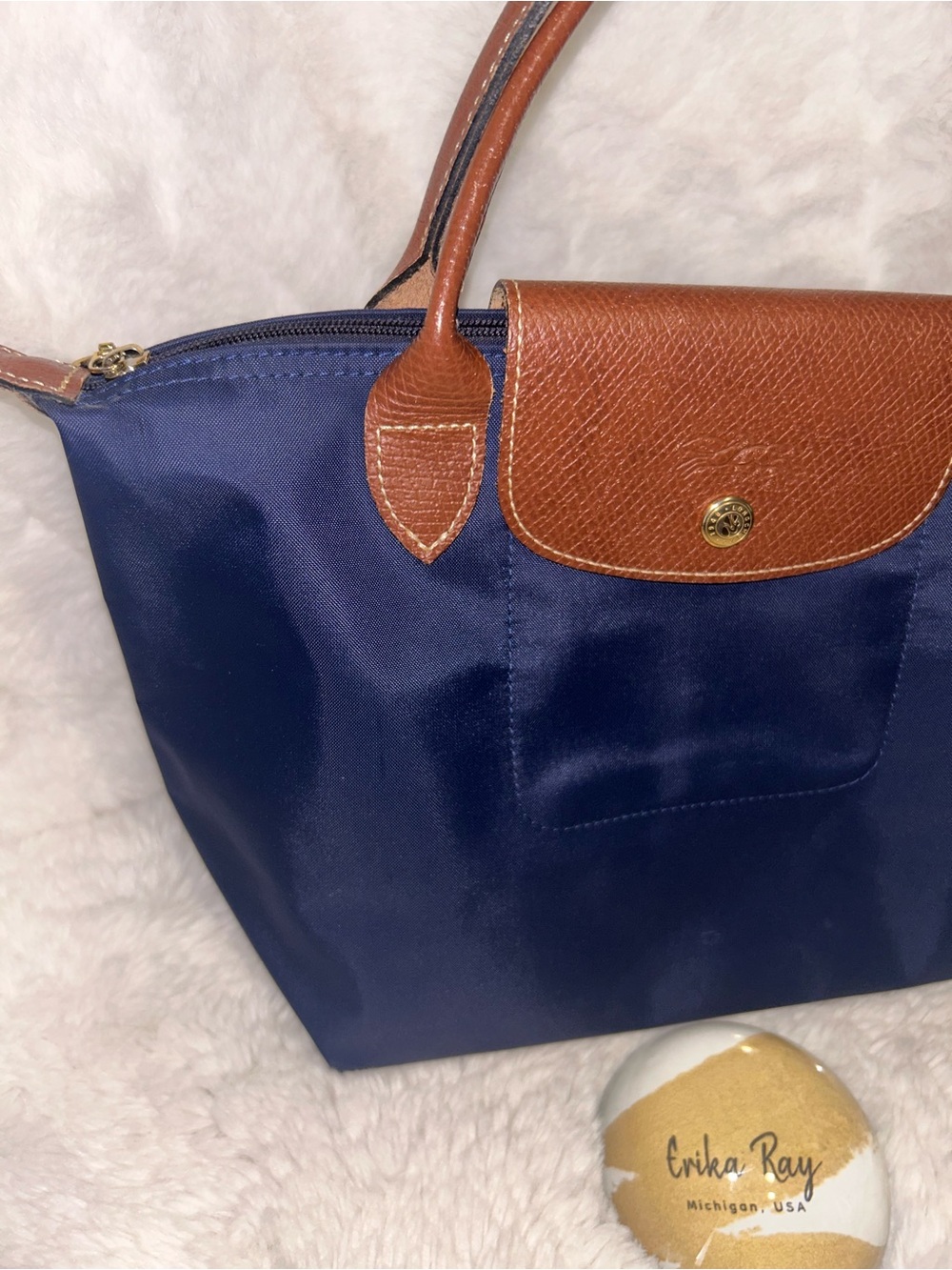 Longchamp Le Pliage Small Navy Tote Bag - Picture 4 of 14